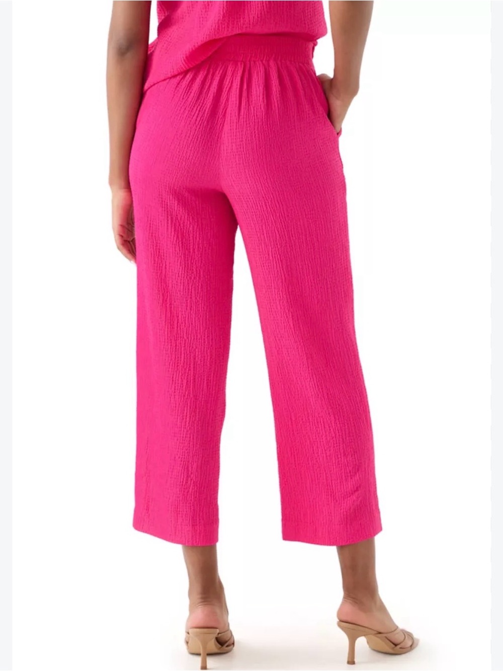 Anne Klein Cropped Wide-Leg Pants in Hot Pink